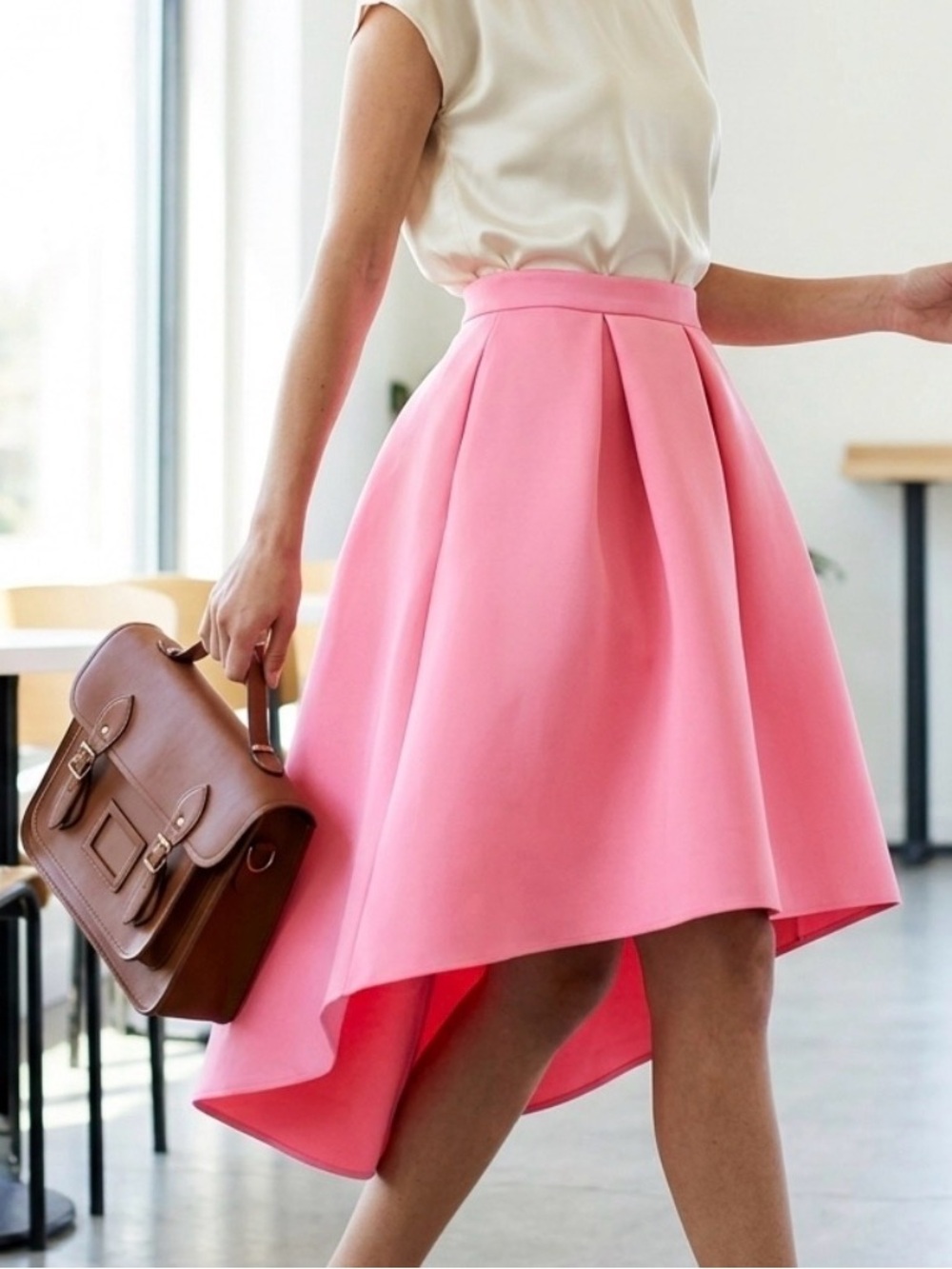 Vintage-Charlotte Russe Blush Pink High-Low Scuba Skirt in size -L